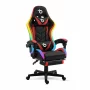 Scaun gamer RGB LED - cu cotiere, perna - negru/rosu