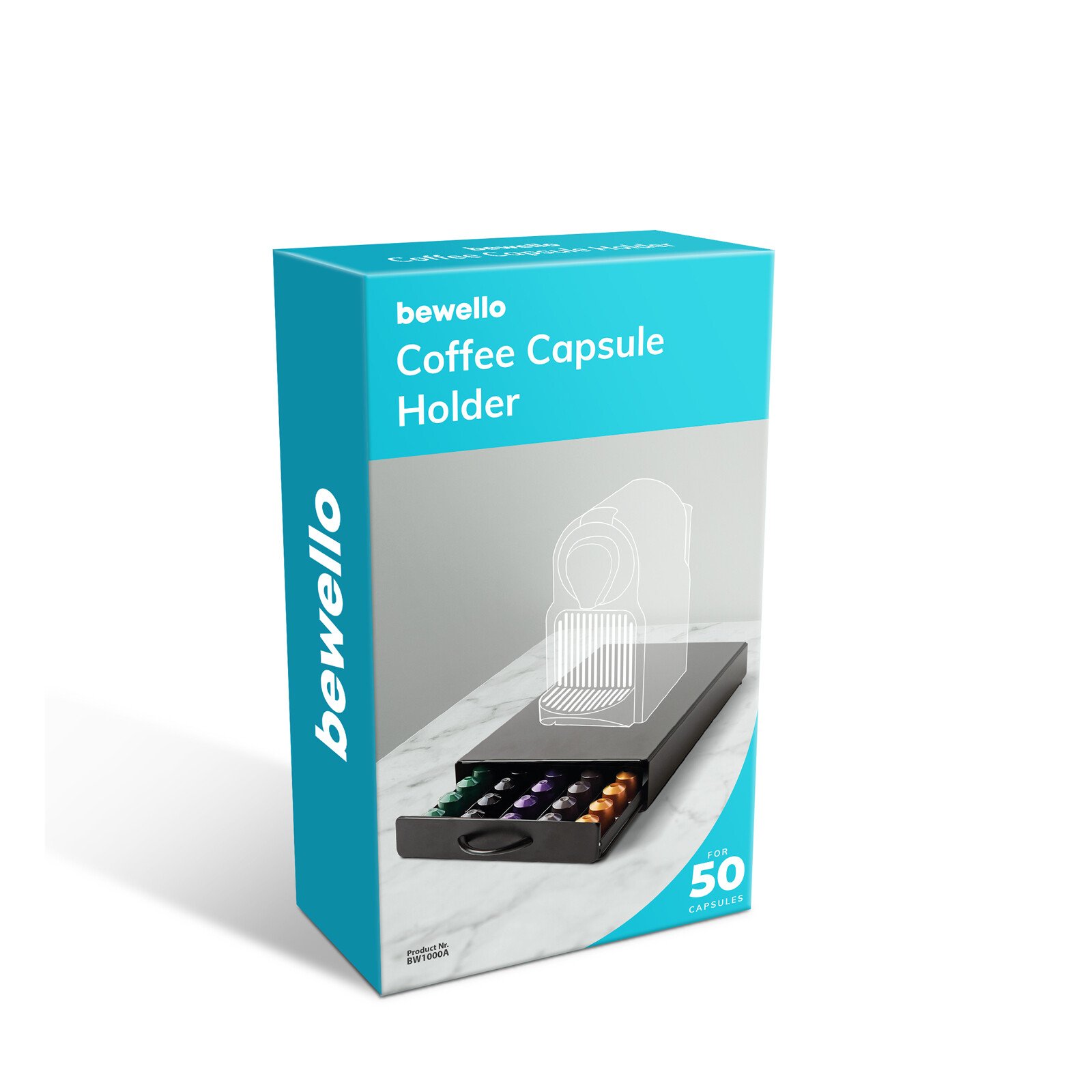 Suport metalic pentru capsule de cafea - pentru 50 capsule Nespresso - 365 x 214 x 60 mm - negru mat thumb