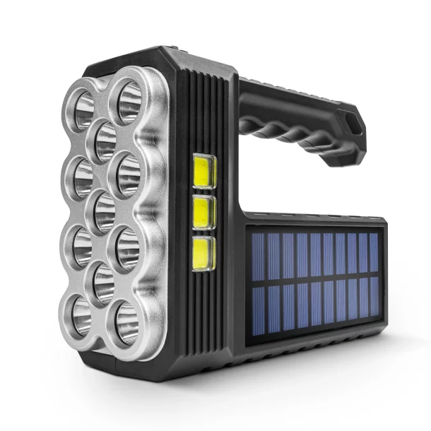 Lanternă solară LED COB - cu funcție de lumină de lucru - 1200 mAh - MicroUSB - 1000 lumeni - IP55