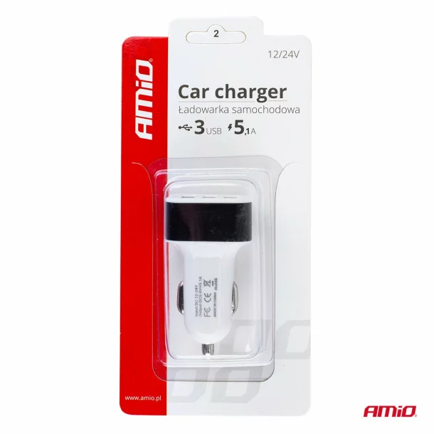 Phone charger 3xUSB white PCH-03