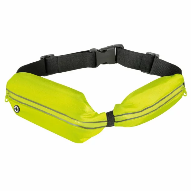 Belt bag with two pockets, reflective inserts, waterproof, Sport pouch - Neon yellow