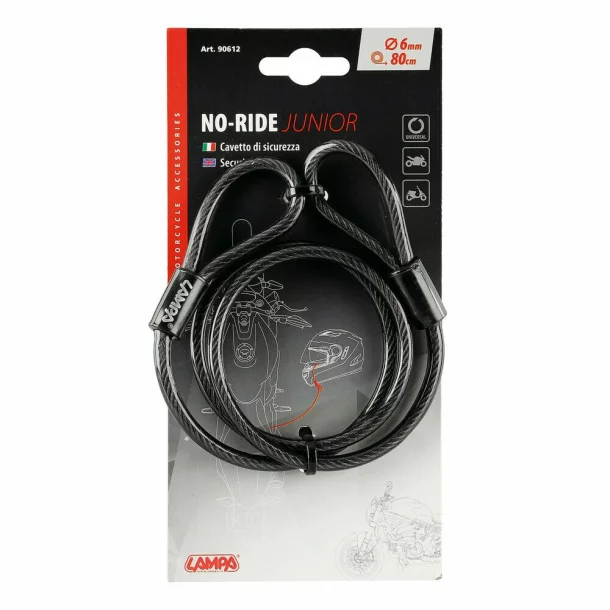 Cablu antifurt Ø6mm, No-Ride Junior - 80cm