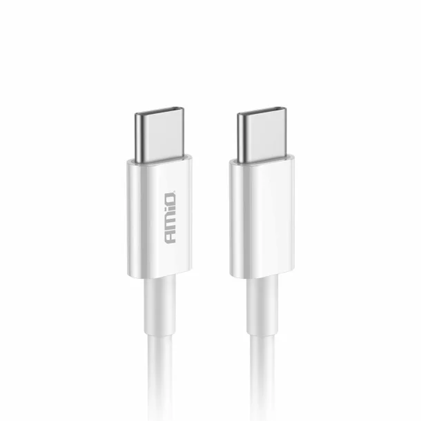 Adat és töltőkábel USB Type-C-röl USB Type-C-re, 60W, 100cm, FullLINK Amio, Fehér