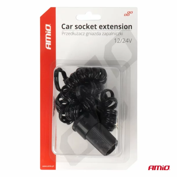 Amio car lighter socket extender with 3m cable, 12/24V