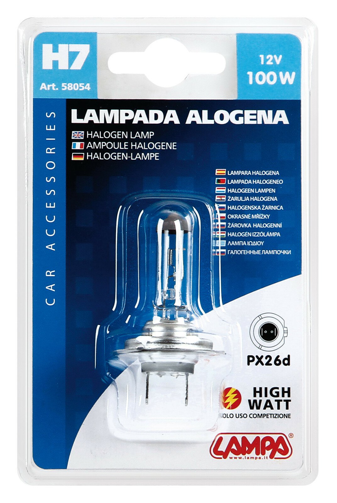 12V - H7 - 100W - PX26d 1pcs Lampa - Cridem