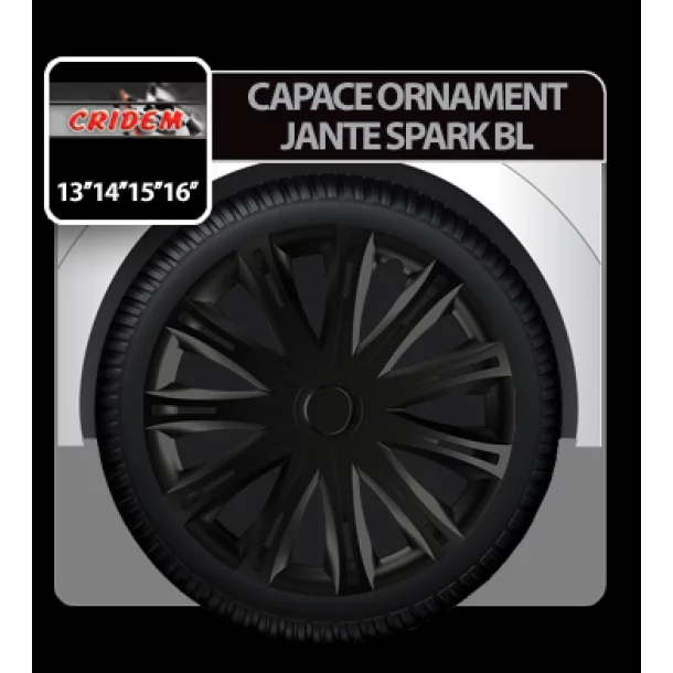 Wheel covers Spark BL 4pcs - Black - 13&#039;&#039; - Resealed