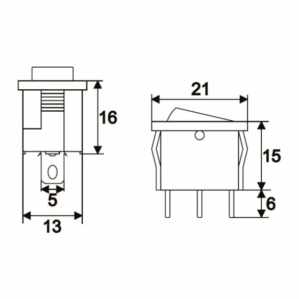 Intrerupator basculant 1 circuit 6A-250V OFF-ON, iluminare rosie